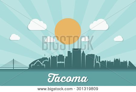 Tacoma Skyline - Washington, United States Of America, Usa - Vector Illustration