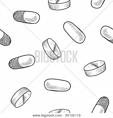 Medical pills seamless background