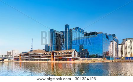 London, England - May 3, 2013: Harbour Exchange Square On South Quay Part Of The Canary Wharf Comple