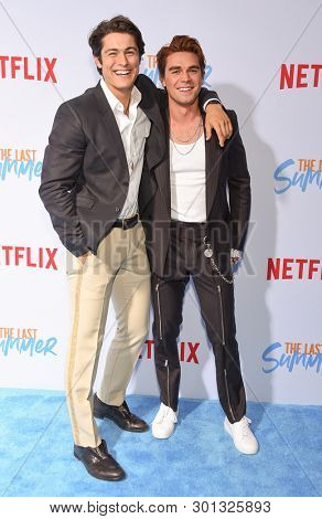 LOS ANGELES - APR 29:  Wolfgang Novogratz and KJ Apa arrives for the Netflix 'The Last Summer' Premiere on April 29, 2019 in Hollywood, CA