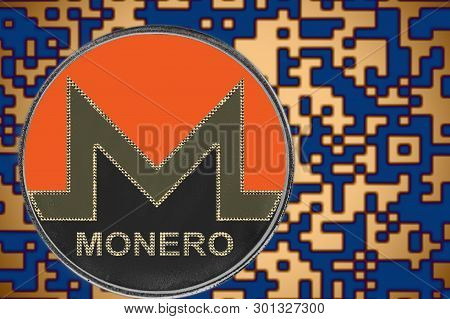 Monero Xmr Coin Cryptocurrency On The Background Of Crypto Code