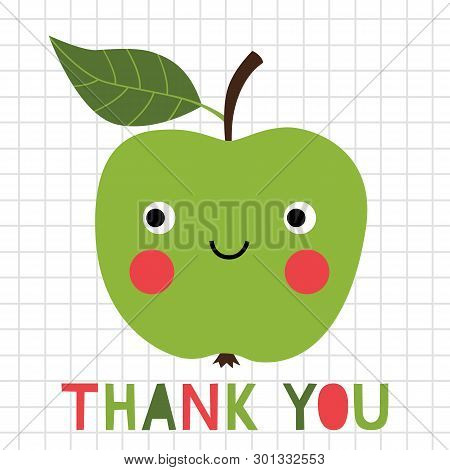 Thank You Teacher Greeting Card With A Green Apple