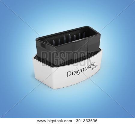 Obd2 Wireless Car Scanner Isolated On Blue Gradient Background 3d Illustration