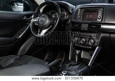 Novosibirsk, Russia - May 15, 2019:  Mazda Cx-5,close-up Of The Dashboard, Speedometer, Tachometer, 