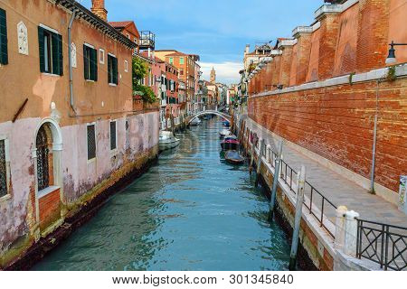 View Of Canal Rio De La Fornace In Venice. Italy