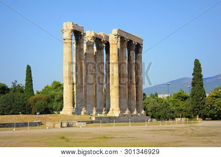 The Ancient Temple Of Olympian Zeus In Athens, Greece