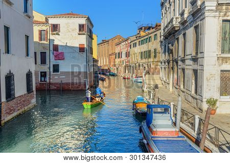 Venice, Italy - October 23, 2018: View Of Canal Rio De Santa Fosca And Rio Del Servi