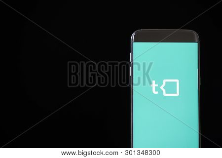 Newcastle, Australia - May 11, 2019 Image Of Talkspace App On A Smartphone On A Black Background