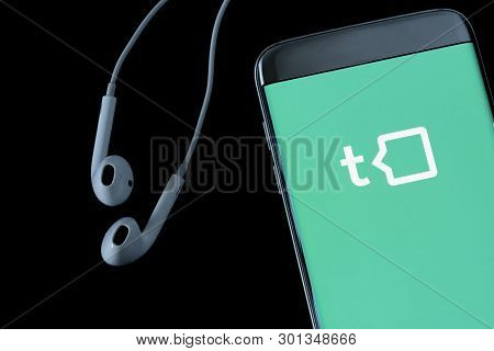 Newcastle, Australia - May 11, 2019 Image Of Talkspace App On A Smartphone On A Black Background