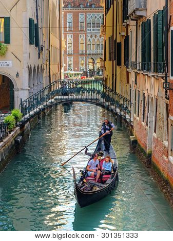 Venice, Italy - October 23, 2018: Gondolas On Canal Rio De Lalboro