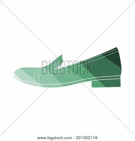 Woman Low Heel Shoe Icon. Flat Color Ladder Design. Vector Illustration.