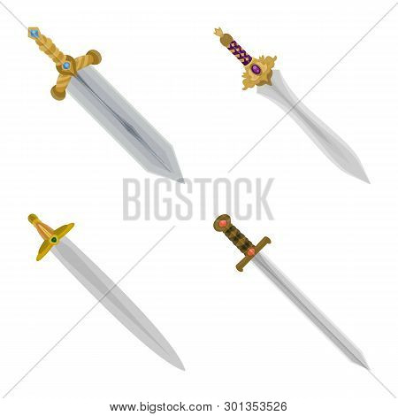 Vector Design Of Sword  And Dagger  Icon. Collection Of Sword  And Weapon Vector Icon For Stock.