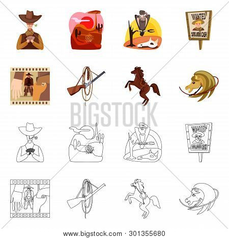 Isolated Object Of Texas And History Symbol. Set Of Texas And Culture Stock Symbol For Web.