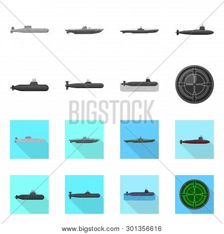 Vector Illustration Of War  And Ship Icon. Set Of War  And Fleet Vector Icon For Stock.