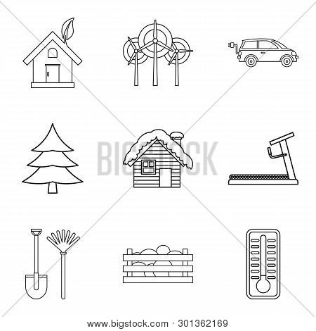 Unity With Ecosystem Icons Set. Outline Set Of 9 Unity With Ecosystem Icons For Web Isolated On Whit
