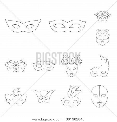 Vector Illustration Of Masquerade  And Mystery Sign. Set Of Masquerade  And Festival Stock Vector Il