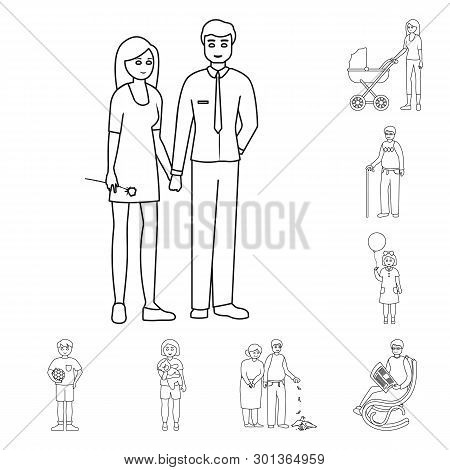 Vector Illustration Of Happy  And Character Icon. Collection Of Happy  And Portrait Stock Vector Ill