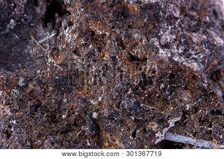 Stone Macro Mineral Ilmenite On A White Background