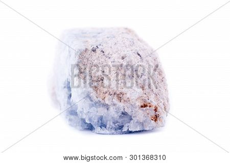 Macro Mineral Celestite Stone On A White Background