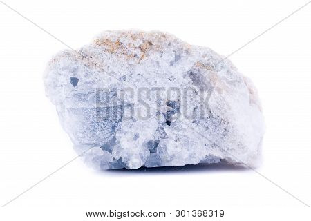 Macro Mineral Celestite Stone On A White Background