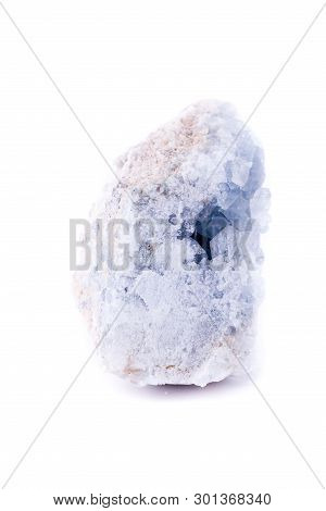 Macro Mineral Celestite Stone On A White Background