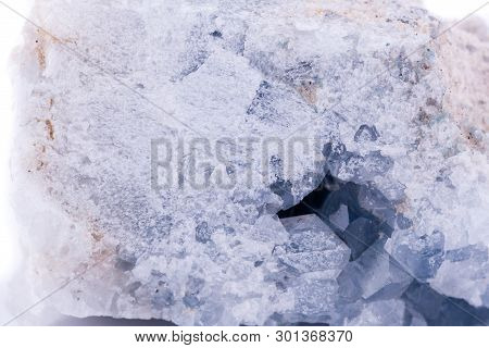 Macro Mineral Celestite Stone On A White Background