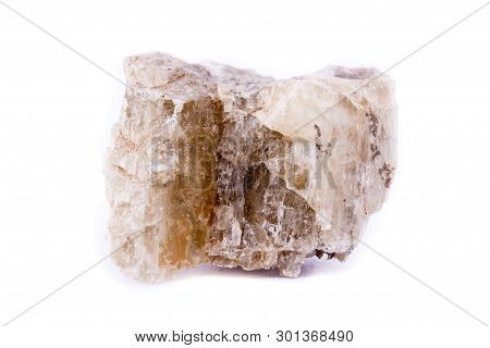 Macro Minerals Spodumene Stone On A White Background