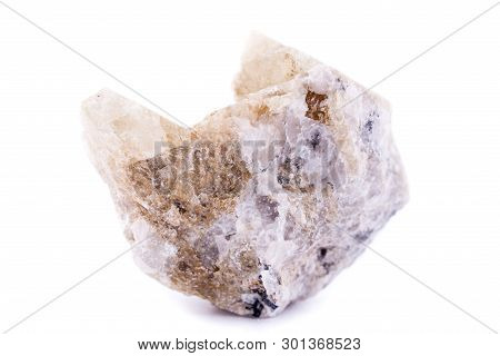 Macro Minerals Spodumene Stone On A White Background