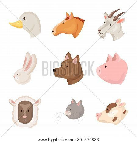 Vector Design Of Farm And Head Icon. Set Of Farm And Homemade Stock Vector Illustration.