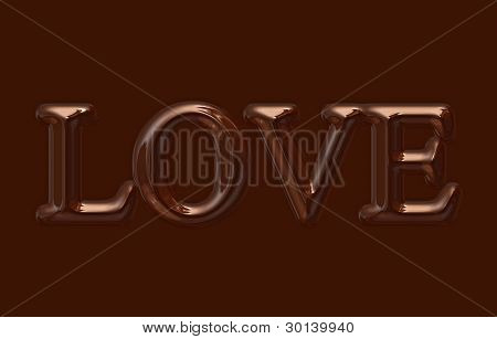 Word love writing with milk chocolade.