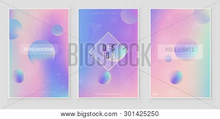 Furistic Modern Holographic Cover Set. 90s, 80s Retro Style.  Minimalistic Hipster Design Iridescent