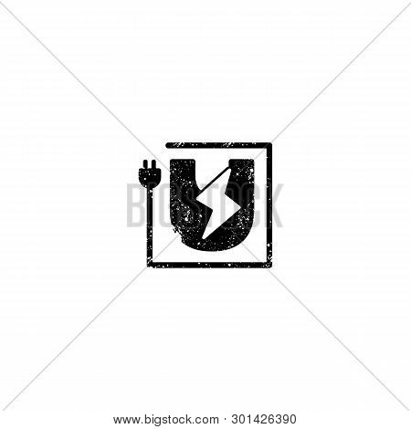 Flash Logo Initial U Symbol Electrical Vector Icon Element Isolated