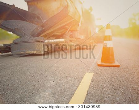 Asphalt Road Construction In Thailand, Blurred Images