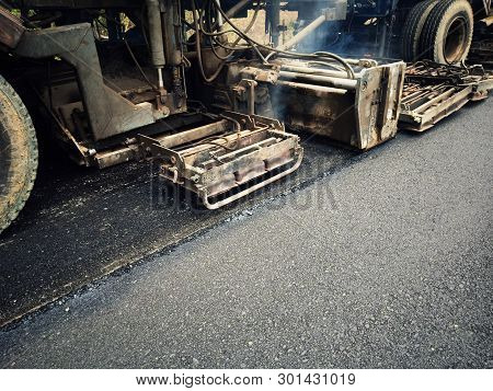 Asphalt Road Construction In Thailand, Blurred Images