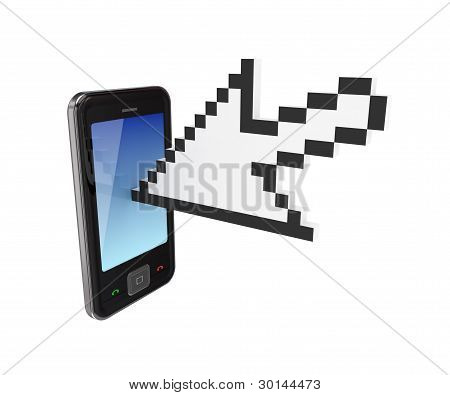 Moderna mobiltelefonen och stora markören.