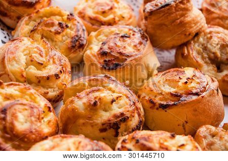 Fresh Hot Sweet Home Baking On Paper Lace Napkin, Rolls Of Buns