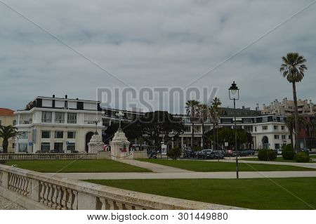April 15, 2014. Estoril, Cascais, Sintra, Lisbon, Portugal. Picturesque And Luxurious Buildings In T