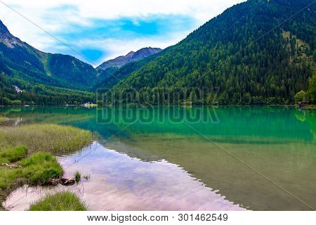 The Antholzer See (italian: Lago Di Anterselva) A Little Lake In South Tyrol, Italy