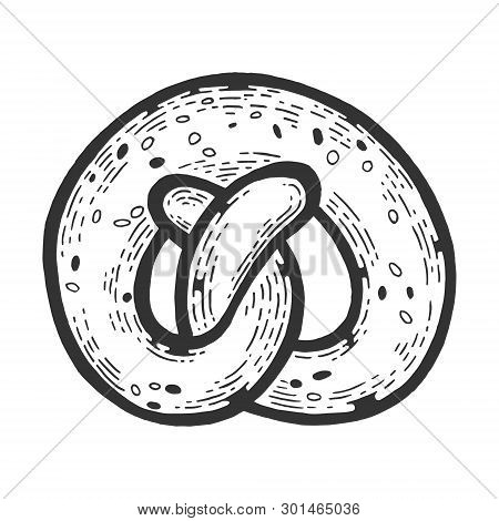 Kringle Pretzel Pastry Bakery Product Sketch Engraving Vector Illustration. Scratch Board Style Imit
