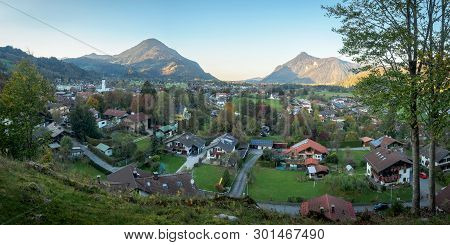 Oberaudorf In Bavaria Seen From The Auerburg Ruin In Autumn