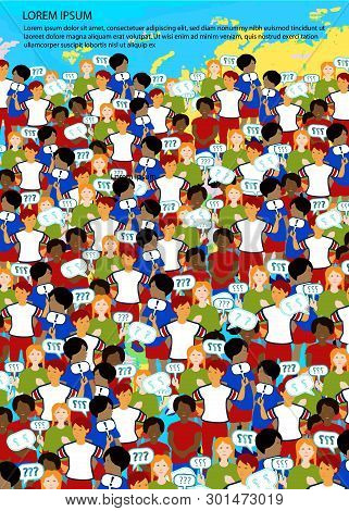 Art Conception With Eath Background And Children And Question Signs