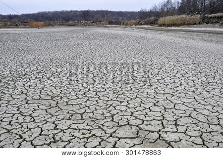 The Bed Of The Dried-up River In Autumn. Background, Texture, Ecology