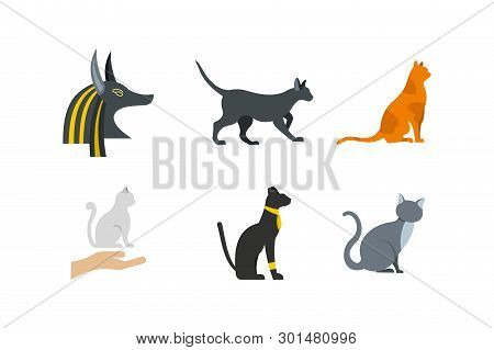 Cat Icon Set. Flat Set Of Cat Icons For Web Design Isolated On White Background