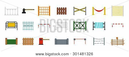 Barrier Icon Set. Flat Set Of Barrier Icons For Web Design Isolated On White Background