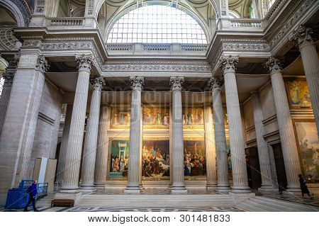 Paris, France - 24.04.2019: Interior Of Pantheon, In The Latin Quarter In Paris In France