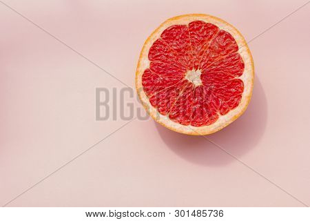 Fashion. Tropical Fresh Summer Set. Fashion Design. Fruit Citrus. Red Grapefruit. Bright Color. Crea