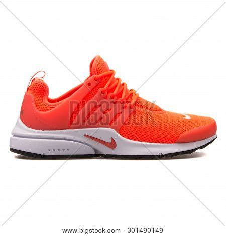 Vienna, Austria - August 10, 2017: Nike Air Presto Crimson Sneaker On White Background.
