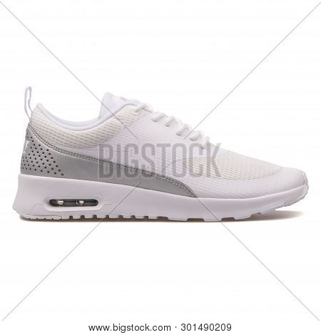 Vienna, Austria - August 10, 2017: Nike Air Max Thea Txt White Sneaker On White Background.