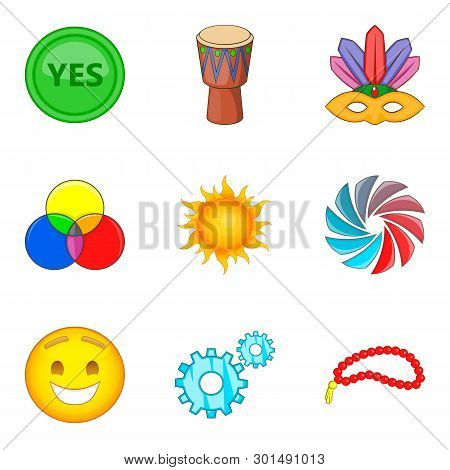 Merriment Icons Set. Cartoon Set Of 9 Merriment Icons For Web Isolated On White Background