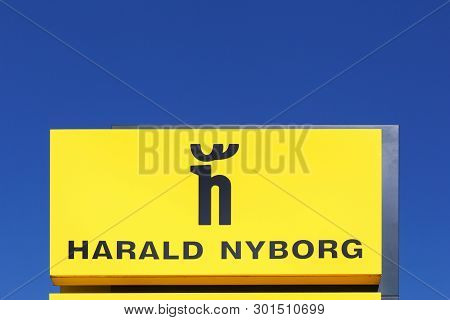 Randers, Denmark - May 5, 2018: Harald Nyborg Logo On A Panel. Harald Nyborg Sells Diy Products As W